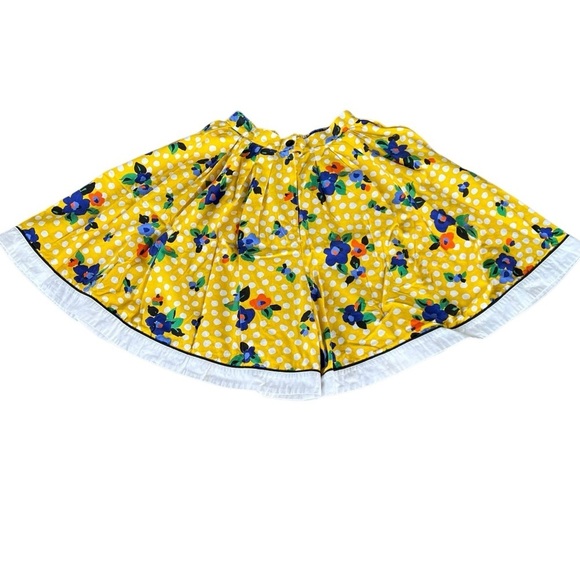 VTG Wide-Leg Culotte Shorts Bright Yellow Floral Polka Dot Howard Wolf USA Sz 12 - Picture 3 of 10